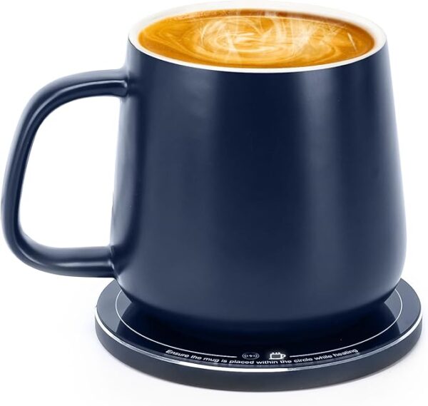 Self-Heating Ceramic Coffee Mug - Stable 130°F Temperature, 15W Wireless Phone Charging, 12.8 fl oz Capacity - USB-C Enabled. (Deep Navy) - Image 2