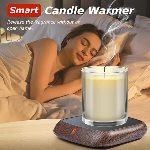 Large Candle Warmer Plate with 6H Auto Shut Off, Coffee Mug Warmer with 2 Temp Settings,Wax Candle Warmer Safely Releases Scents Without a Flame,Tea Cup Warmer for Desk in Your Home & Office.