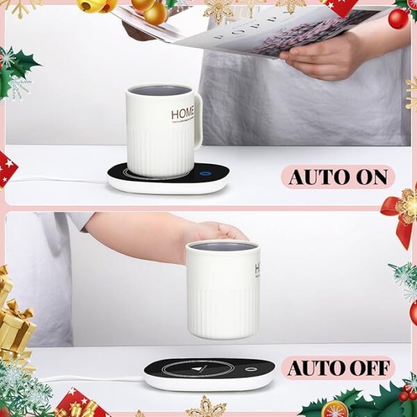 VIHOSE 4 Pack Smart Coffee Warmer for Desk with Auto Shut Off Gravity Induction Cup Warmer Electric Plate Temperature Heating Cup Heater for Office(Black) - Image 5