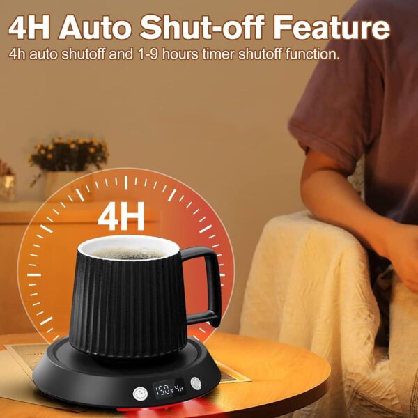 Coffee Mug Warmer - 55W Electric Coffee Warmer for Desk 3 Temp Settings & 2-9 Timer Smart Cup Warmer for Desk Candle Warmer Plate with LED Lights Beverage Tea Milk Warmer for Home & Office - Image 3