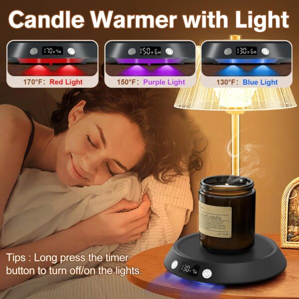 Coffee Mug Warmer - 55W Electric Coffee Warmer for Desk 3 Temp Settings & 2-9 Timer Smart Cup Warmer for Desk Candle Warmer Plate with LED Lights Beverage Tea Milk Warmer for Home & Office - Image 4
