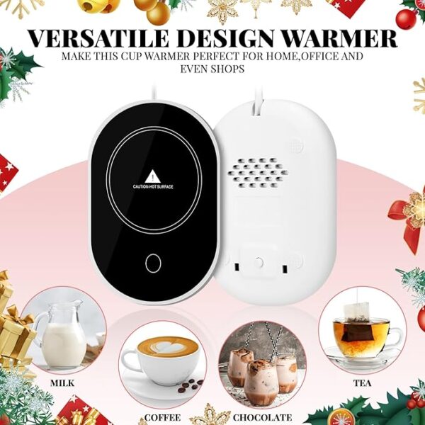 VIHOSE 4 Pack Smart Coffee Warmer for Desk with Auto Shut Off Gravity Induction Cup Warmer Electric Plate Temperature Heating Cup Heater for Office(Black) - Image 3