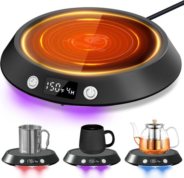 Coffee Mug Warmer - 55W Electric Coffee Warmer for Desk 3 Temp Settings & 2-9 Timer Smart Cup Warmer for Desk Candle Warmer Plate with LED Lights Beverage Tea Milk Warmer for Home & Office - Image 5