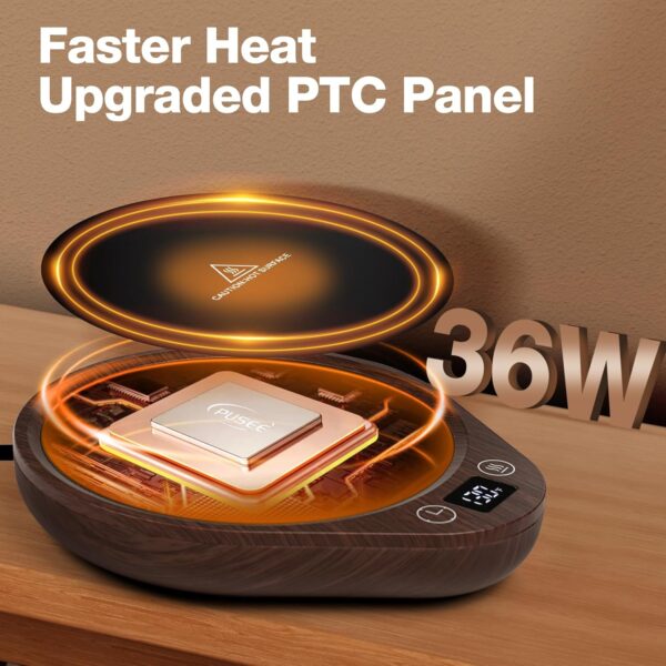 PUSEE Coffee Mug Warmer, Electric Large Candle Warmer Plate with 4H Auto Shut Off, 3-Temp Settings Coffee Cup Warmer for Desk Coffee Mug Heater Plate Candle & Coffee Warmer for Tea, Milk, Cocoa - Image 2