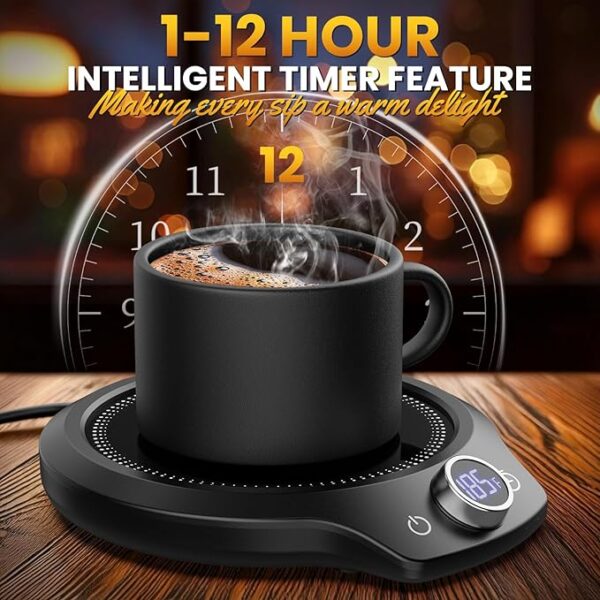 Fast Heating Mug warmer - 4 Temp Settings & 1-12H Timer, Coffee Cup Warmer Plate for Desk Auto Shut Off, LED Display Smart Candle Wax Warmer - Ideal Electric Beverage Warmer Gift for Coffee, Tea, Milk - Image 3