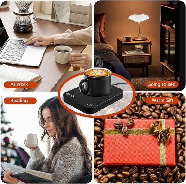 Mug Warmer, Coffee Warmer with 3 Temperature Settings, Auto Shut On/Off Coffee Mug Warmer, Coffee Cup Warmer with 2-12H Timer, Coffee Warmer for Desk/Home/Office, Cup Warmer for Milk/Coffee/Tea, Black - Image 2